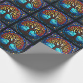 耐用陶磁瓦のステンドガラスの木 ラッピングペーパー (角)