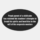 耐誇りを持った児の父母 楕円形シール (正面)