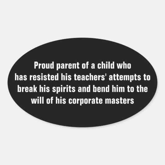 耐誇りを持った児の父母 楕円形シール (正面)