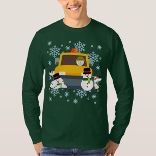 耕作雪だるま冬おもしろい Tシャツ