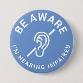 耳が不自由であることを認識する 缶バッジ (正面)
