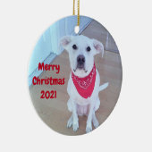 耳が出たかわいいおもしろい犬の写真 セラミックオーナメント (右)