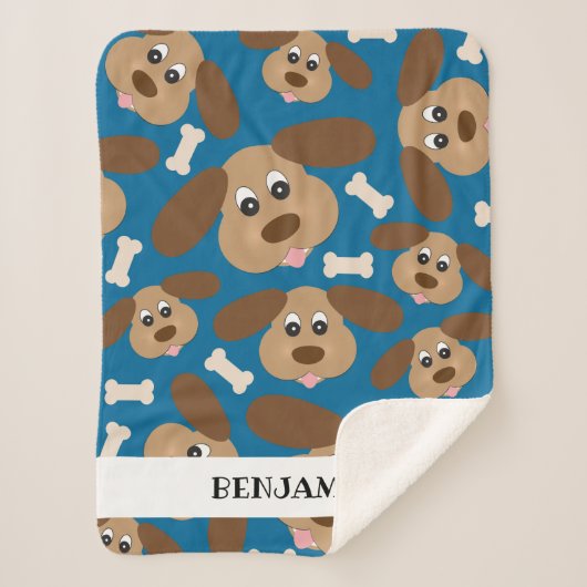 耳が大きいかわいい笑顔のパーソナライズされた犬 シェルパブランケット (正面)