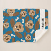 耳が大きいかわいい笑顔のパーソナライズされた犬 シェルパブランケット (正面(横))