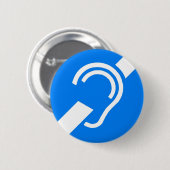 耳が聞こえないのための国際的な記号 缶バッジ (正面&裏面)