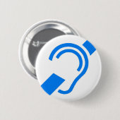 耳が聞こえないののための国際的な記号 缶バッジ (正面&裏面)