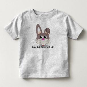 耳が聞こえないバニー: 左の耳の耳が聞こえない子供のワイシャツ トドラーTシャツ