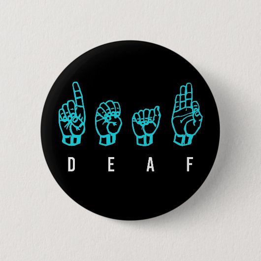 耳が聞こえないASLのアメリカ手話Fingerspelled 缶バッジ (正面)