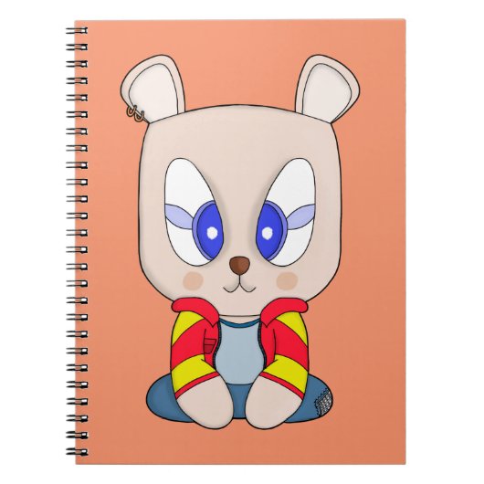 耳が鋭スタイリッシュい可愛い熊 ノートブック (正面)