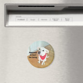 耳が飛び出すかわいいおもしろい犬の写真 マグネット (インサイチュ (食洗機))