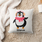耳すてきマフ付きスカーフのクリスマスペンギン クッション (ブランケット)
