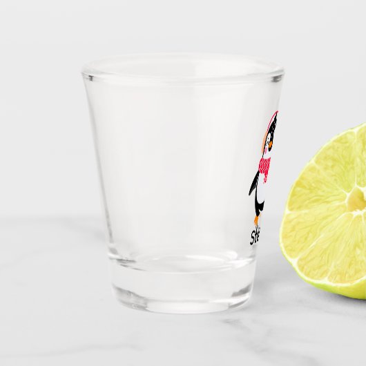 耳すてきマフ付きスカーフのクリスマスペンギン ショットグラス (左)