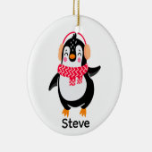 耳すてきマフ付きスカーフのクリスマスペンギン セラミックオーナメント (右)
