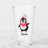 耳すてきマフ付きスカーフのクリスマスペンギン タンブラーグラス (裏面)