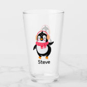 耳すてきマフ付きスカーフのクリスマスペンギン タンブラーグラス (正面)