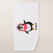 耳すてきマフ付きスカーフのクリスマスペンギン バスタオル (バスタオル)