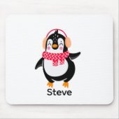 耳すてきマフ付きスカーフのクリスマスペンギン マウスパッド (正面)