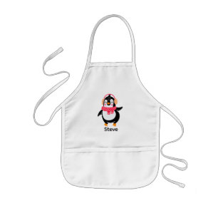 耳すてきマフ付きスカーフのクリスマスペンギン 子供用エプロン