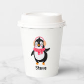 耳すてきマフ付きスカーフのクリスマスペンギン 紙コップ (正面)