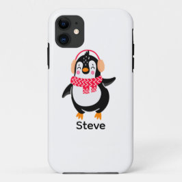 耳すてきマフ付きスカーフのクリスマスペンギン iPhone 11 ケース