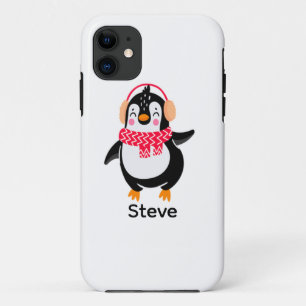 耳すてきマフ付きスカーフのクリスマスペンギン iPhone 11 ケース