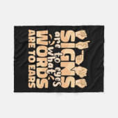 耳に何の単語が言語Aに署名しているか目に対する フリースブランケット (正面(横))