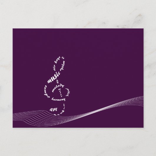 耳に心地よい - 白いト音記号 ポストカード (正面)