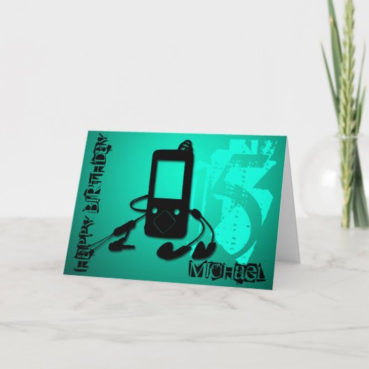 耳に音楽15誕生日カーパーソナライズされたド カード (正面)