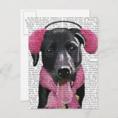 耳のマフとの黒いラブラドール ポストカード (正面/裏面)