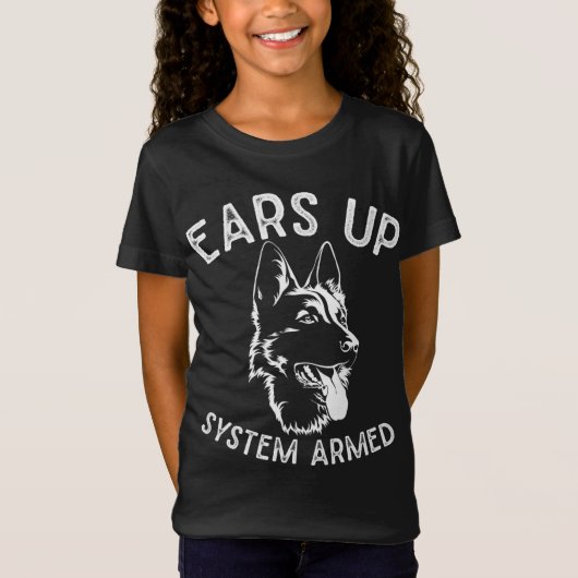 耳の上のシステム武装犬の恋人ギフト動物ドイツ Tシャツ (正面)