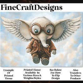 耳の翼AV6デコパージュ付きスチームパンクゾウ 薄葉紙