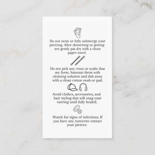 耳の軟骨穿孔後手入れカー気にド 紹介カード (裏面)