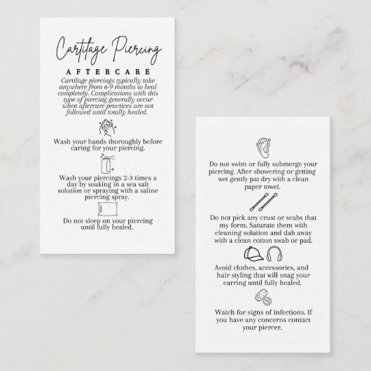 耳の軟骨穿孔後手入れカー気にド 紹介カード (正面/裏面)