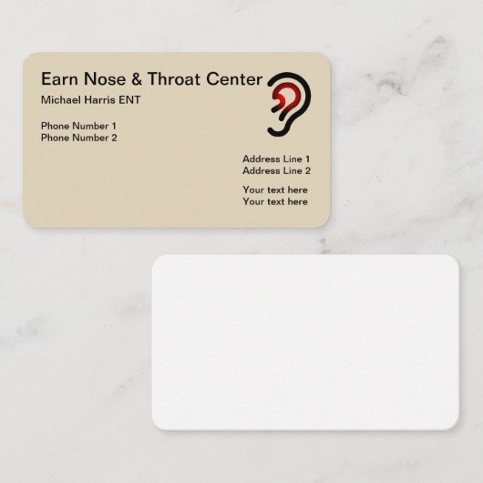 耳の鼻および喉の医者 名刺 (正面/裏面)