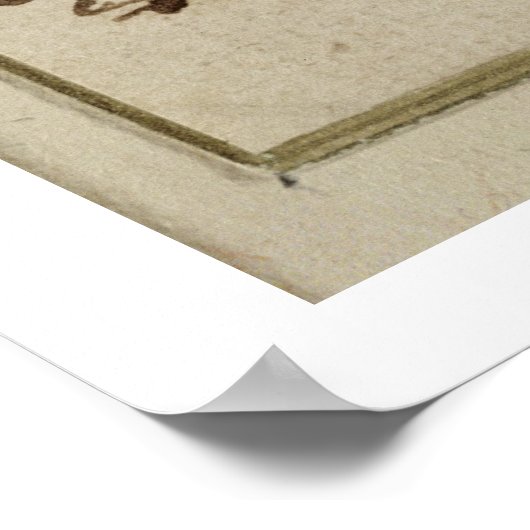 耳をランニング刺したウサギの（ペンとインクをパイン） ポスター (角)