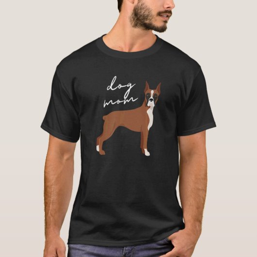 耳を切ったフォーンのボクサー犬のママ Tシャツ (正面)