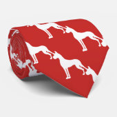 耳カットのグレートデンシルエット 白 ネクタイ (ロール)