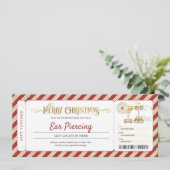 耳ピアスクリスマスギフトチケット券 招待状 (スタンド正面)