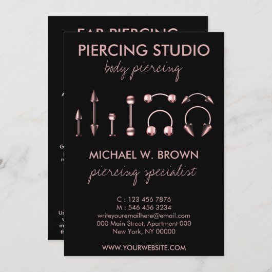 耳ピアス後気にケアのヒントの説明 サンキューカード (正面/裏面)