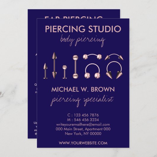 耳ピアス気にアフターケアのヒント海軍の指示 サンキューカード (正面/裏面)