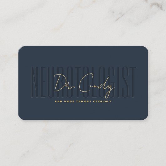 耳科モダン神経科医ENTドクターダークブルー 名刺 (正面)