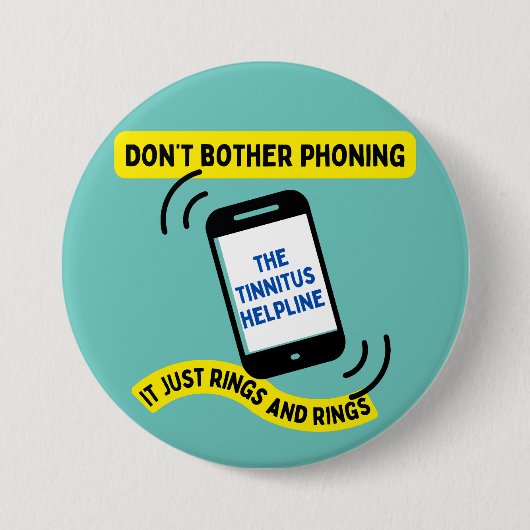耳鳴りジョークのピンバッジ聴覚障害認識度 缶バッジ (正面)