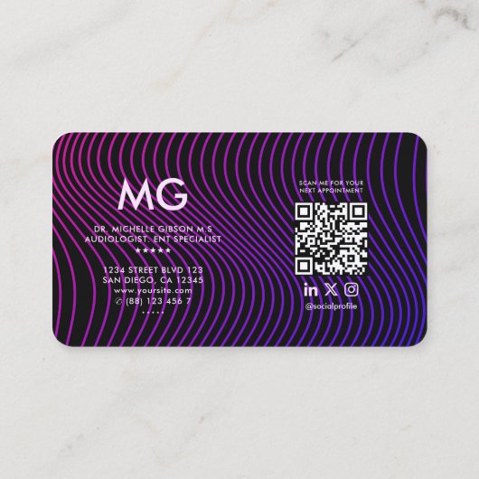 耳鼻科モダン学者ENTスペシャリストパープルブルー 名刺 (裏面)