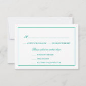 耽溺なデコの優雅なターコイズブルーの結婚式の返信 招待状 (裏面)