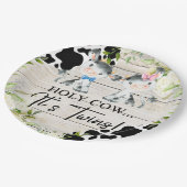 聖い牛それは双子の赤ちゃんシャワー紙プレート。 ペーパープレート (アングル)