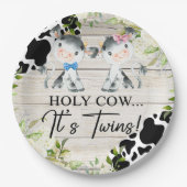 聖い牛それは双子の赤ちゃんシャワー紙プレート。 ペーパープレート (正面)