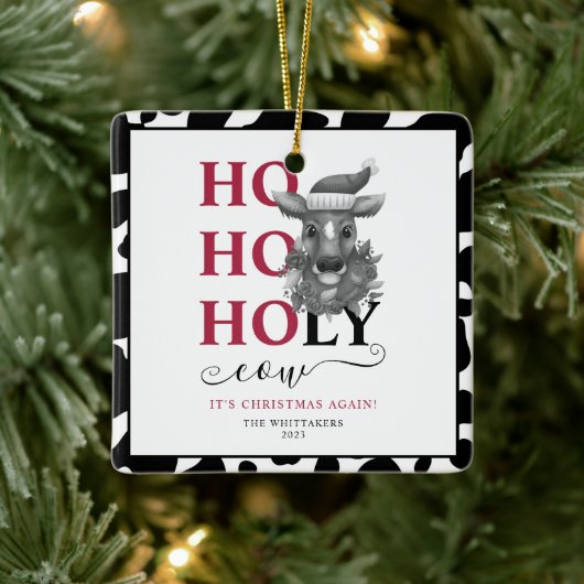 聖い牛のクリスマスフォトコウィドパターン セラミックオーナメント (ツリー)