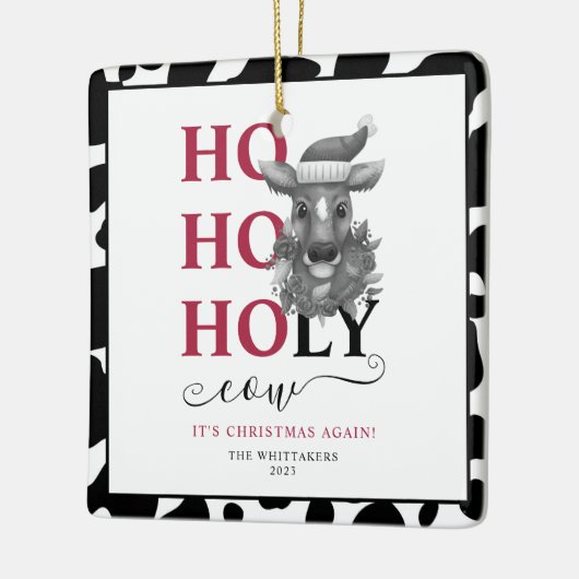聖い牛のクリスマスフォトコウィドパターン セラミックオーナメント (左)
