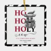 聖い牛のクリスマスフォトコウィドパターン セラミックオーナメント (正面)