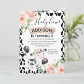 聖い牛のフローラと牛のプリント2nd誕生日のインビタ 招待状 (スタンド正面)